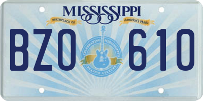 MS license plate BZO610