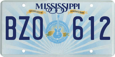 MS license plate BZO612