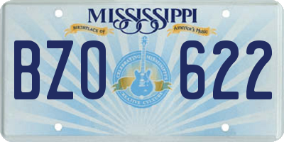 MS license plate BZO622
