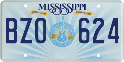 MS license plate BZO624