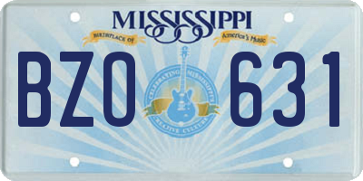 MS license plate BZO631