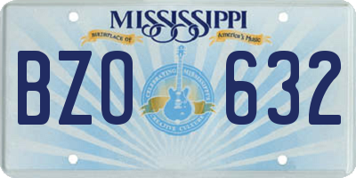 MS license plate BZO632