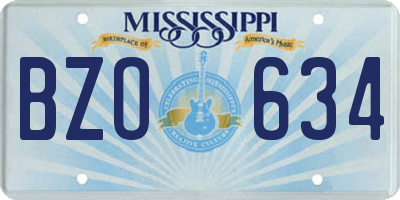 MS license plate BZO634