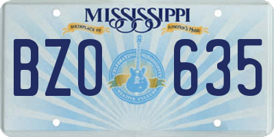 MS license plate BZO635