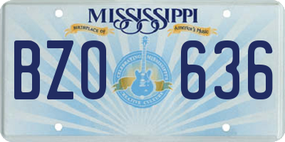 MS license plate BZO636