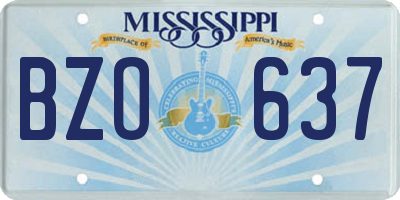MS license plate BZO637