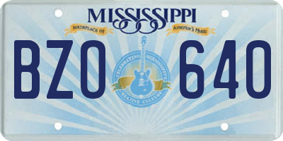 MS license plate BZO640