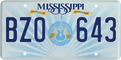 MS license plate BZO643