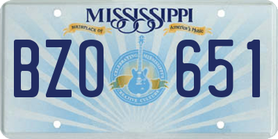 MS license plate BZO651
