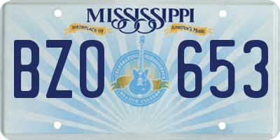 MS license plate BZO653