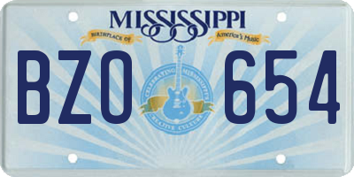 MS license plate BZO654