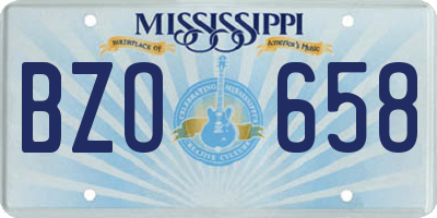 MS license plate BZO658