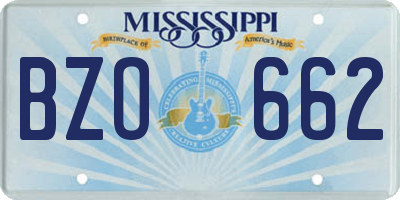 MS license plate BZO662