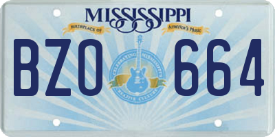MS license plate BZO664