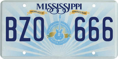 MS license plate BZO666