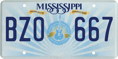 MS license plate BZO667