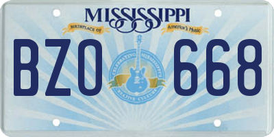 MS license plate BZO668