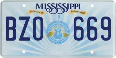 MS license plate BZO669