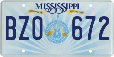 MS license plate BZO672
