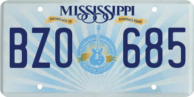 MS license plate BZO685
