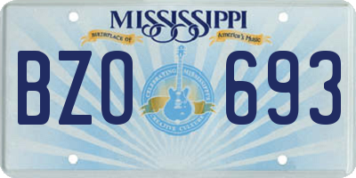MS license plate BZO693