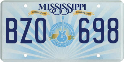 MS license plate BZO698