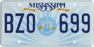 MS license plate BZO699