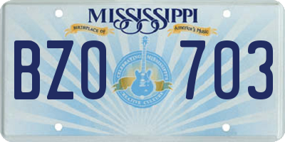 MS license plate BZO703