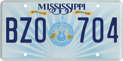 MS license plate BZO704
