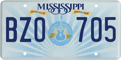 MS license plate BZO705
