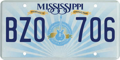 MS license plate BZO706