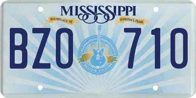MS license plate BZO710