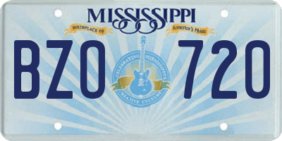 MS license plate BZO720