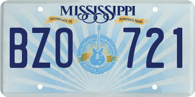 MS license plate BZO721