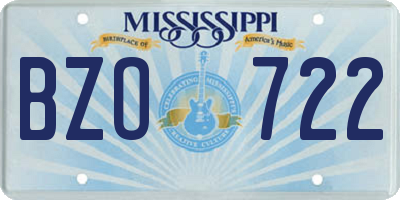 MS license plate BZO722