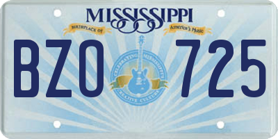 MS license plate BZO725