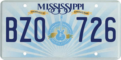 MS license plate BZO726
