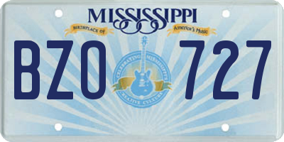 MS license plate BZO727