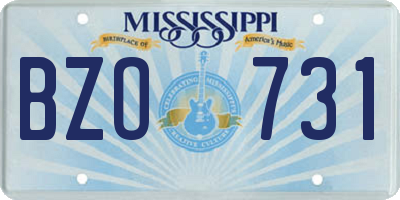 MS license plate BZO731