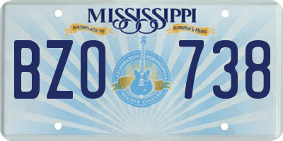 MS license plate BZO738