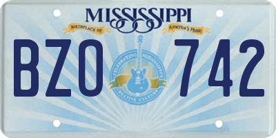 MS license plate BZO742