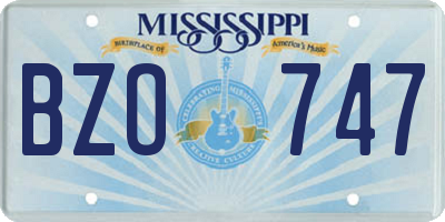 MS license plate BZO747
