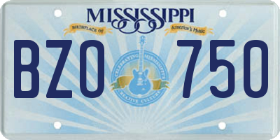 MS license plate BZO750