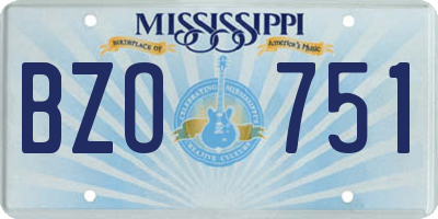 MS license plate BZO751