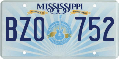 MS license plate BZO752