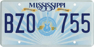 MS license plate BZO755