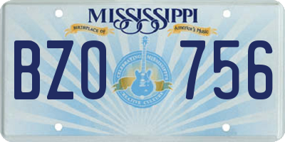 MS license plate BZO756