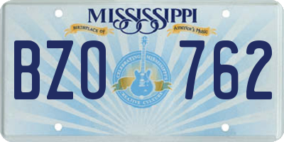 MS license plate BZO762