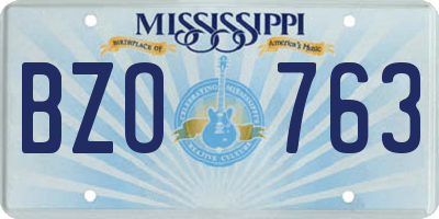 MS license plate BZO763