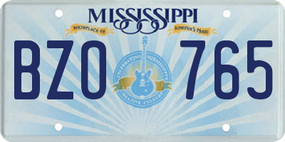 MS license plate BZO765